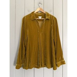 Sundance Tunic Top M Medium Silk Blend Nuance Velvet Mustard Yellow Boho Collar